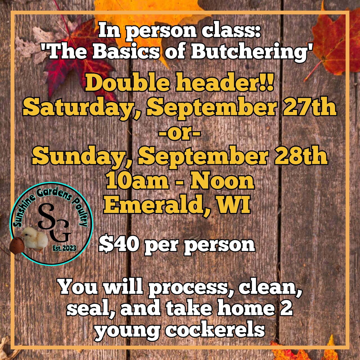 Basics of Butchering Class